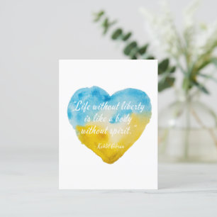 Zitat "Leben ohne Freiheit" Ukraine Herz Postkarte