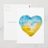 Zitat "Leben ohne Freiheit" Ukraine Herz Postkarte (Vorne/Hinten)