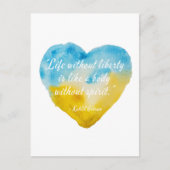 Zitat "Leben ohne Freiheit" Ukraine Herz Postkarte (Vorderseite)