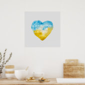 Zitat "Leben ohne Freiheit" Ukraine Herzplatz Poster (Küche)