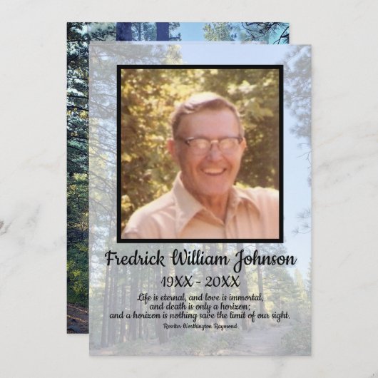 Zitat Liebe eins Foto Pine Tree Forest Beerdigung Programm (Vorne/Hinten)