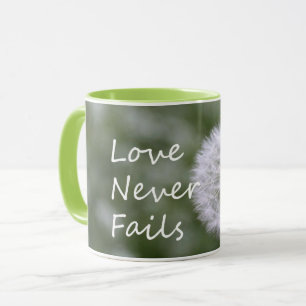 Zitat Liebe versagt nie Löwenzahn 1 Korinther 13 Tasse
