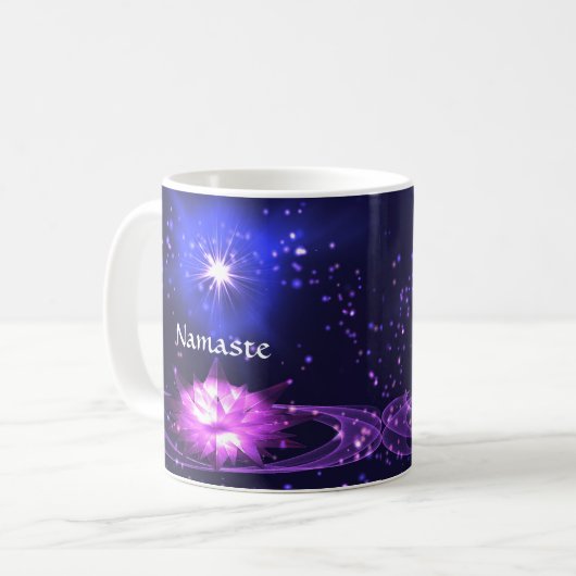 Zitat Lila Crystal Lotus & Star Cup Kaffeetasse (Vorderseite Links)