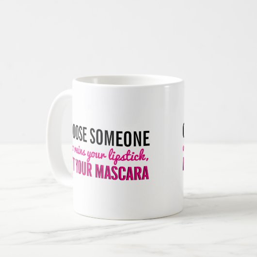 Zitat-Lippenstift-Wimperntuschen-Make-up der Kaffeetasse (Vorderseite Links)