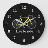 Zitat mit Gelbrad auf schwarz Große Wanduhr (Vorderseite)