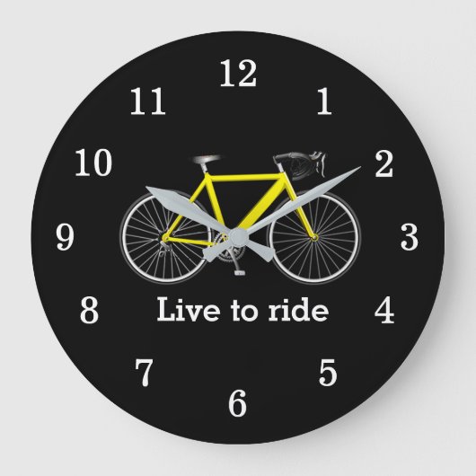 Zitat mit Gelbrad auf schwarz Große Wanduhr (Vorderseite)