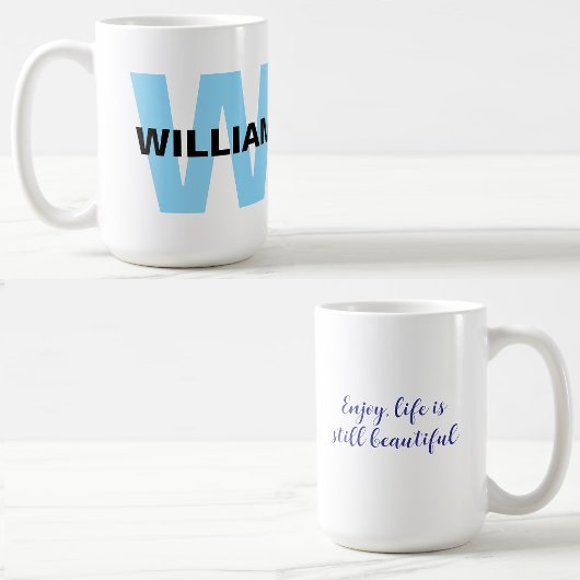 Zitat mit moderner Monogram-Initial und Name Kaffeetasse
