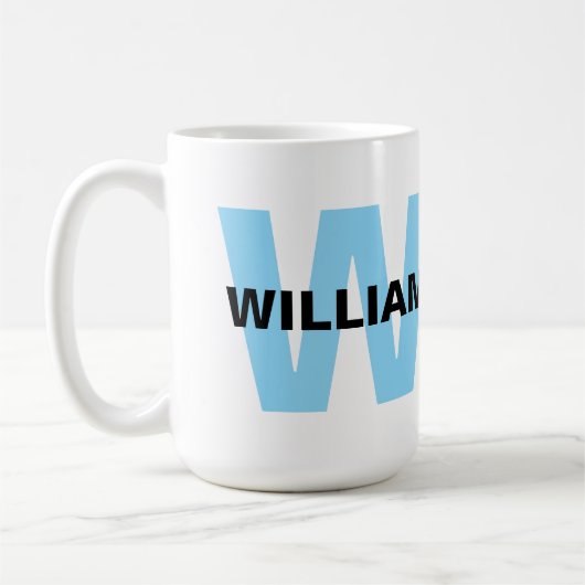 Zitat mit moderner Monogram-Initial und Name Kaffeetasse (Links)