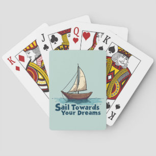 Zitat mit Vintage-Segelschiff und nautischer Inspi Spielkarten