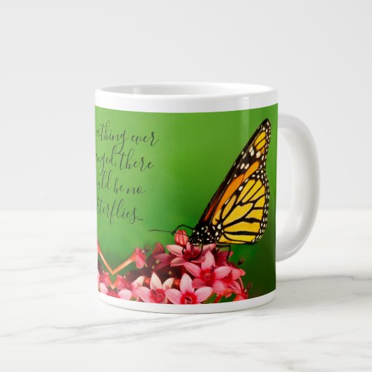 Zitat: Monarch Butterfly Blumenfotografie Jumbo-Tasse (Vorderseite Rechts)