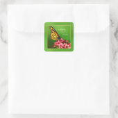 Zitat: Monarchfalter-Blumenphotographie Quadratischer Aufkleber (Tasche)