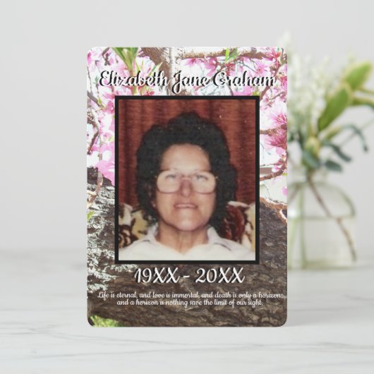 Zitat Pfirsichblüte Baum Hintergrund Beerdigung Programm (Stehend Vorderseite)