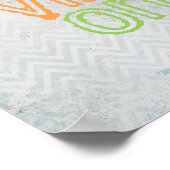 Zitat Poster gute Vibes nur Zickzack grau und blau (Ecke)