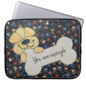 Zitat-Quilt mit Hund und Knochen Laptopschutzhülle (Vorderseite)