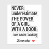 Zitat RBG, Unterschätzen Sie niemals den Power ein Aufkleber (Blatt)