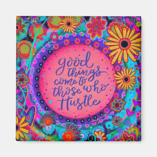 Zitat Rosa florale Ermutigung Mädchen Magnet (Vorne)