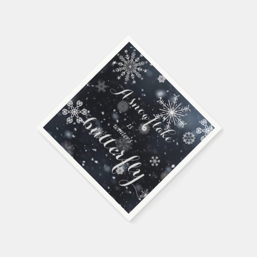 Zitat "Schneeflocke ist Winterschmetterling" Serviette (Ecke)