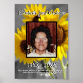 Zitat Sonnenblumen Hintergrund Foto Memorial Poster (Vorne)