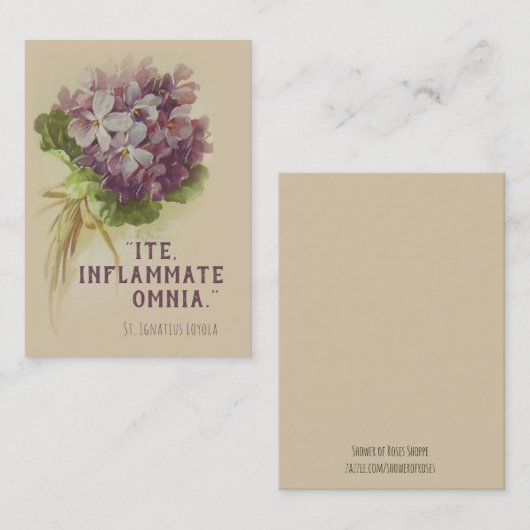 Zitat St Ignatius Loyola mit Blumen-heiliger Karte (Vorne/Hinten)