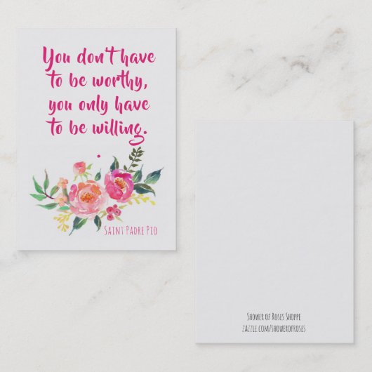 Zitat St. Padre Pio mit Blumen-heiliger Karte (Vorne/Hinten)