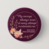 Zitat "Stolz und Vorurteile" I - Niedlicher Stil Button (Vorderseite)