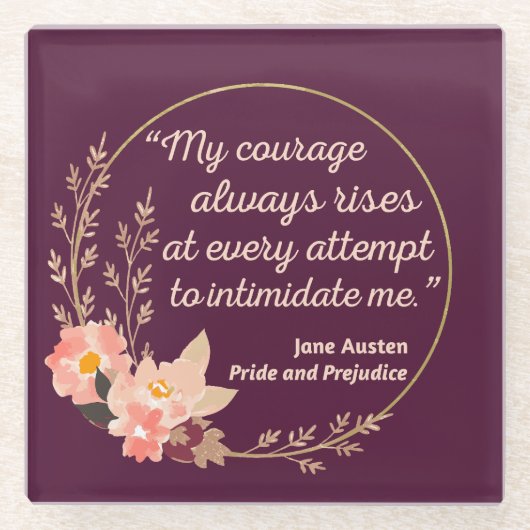 Zitat "Stolz und Vorurteile" I - Niedlicher Stil Glasuntersetzer (Vorderseite)