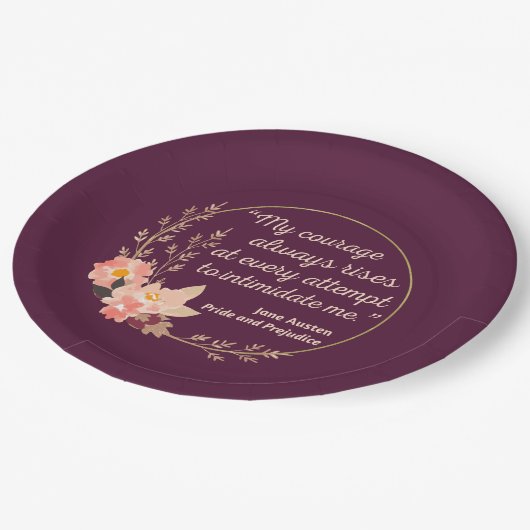 Zitat "Stolz und Vorurteile" I - Niedlicher Stil Pappteller (Schrägansicht)