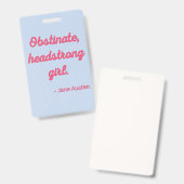 Zitat "Stolz und Vorurteile" II - Niedlicher Stil Ausweis (Vorder- & Rückseite)