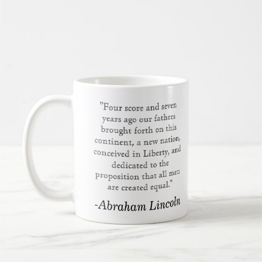 Zitat-Tasse Abraham Lincoln Gettysburg Kaffeetasse (Links)