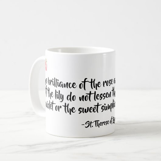 Zitat-Tasse St. Therese Kaffeetasse (Vorderseite Links)