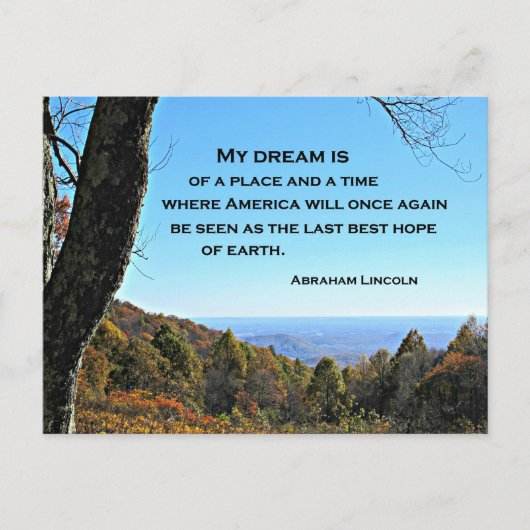 Zitat über Amerika von Abraham Lincoln Postkarte (Vorderseite)