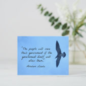 Zitat über Amerika von Abraham Lincoln Postkarte (Stehend Vorderseite)