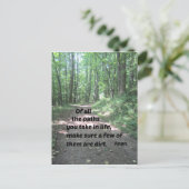 Zitat über die Wege der Natur. Postkarte (Stehend Vorderseite)
