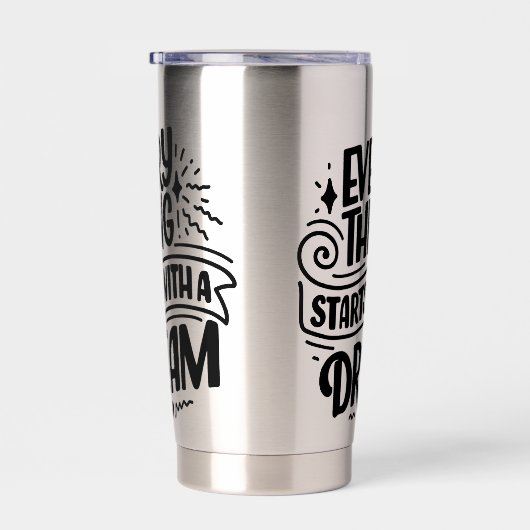 Zitat über Träume Thermobecher (Rechts)