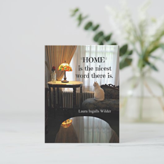 Zitat über Zuhause von Laura Ingalls Wilder Postkarte (Stehend Vorderseite)