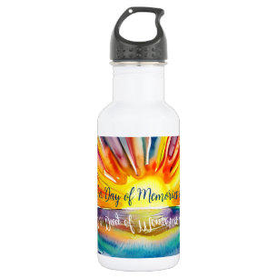 Zitat und Aquarellstrahler über dem Wasser Edelstahlflasche