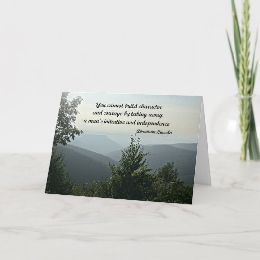 Zitat von Abraham LIncoln: Man kann nicht bauen Karte (Vorderseite)