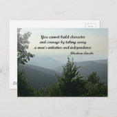 Zitat von Abraham LIncoln: Man kann nicht bauen Postkarte (Vorne/Hinten)