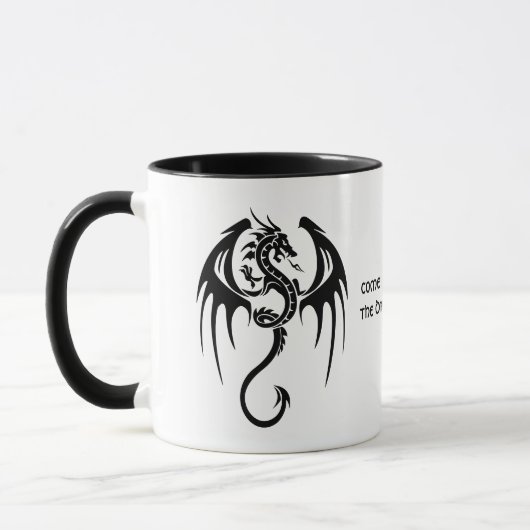 Zitat von Drachen im keltischen Stil und Shakespea Tasse (Links)