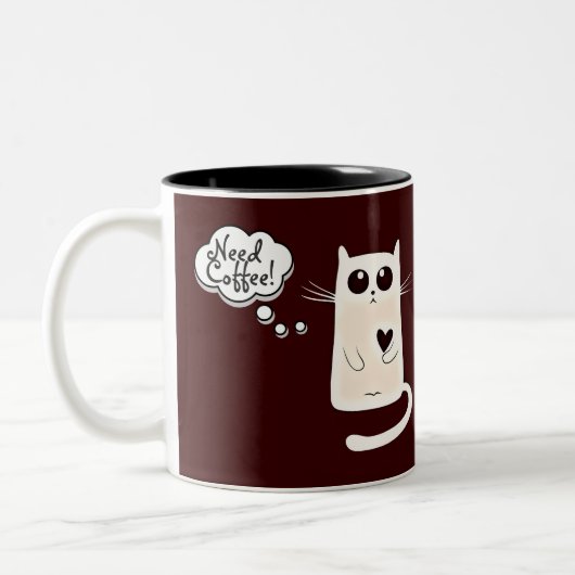 Zitat von einsamen Herzen Cat Coffee Lovers Zweifarbige Tasse (Links)