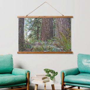 Zitat von Giant Conifer Forest und John Muir Natur Wandteppich Mit Holzrahmen