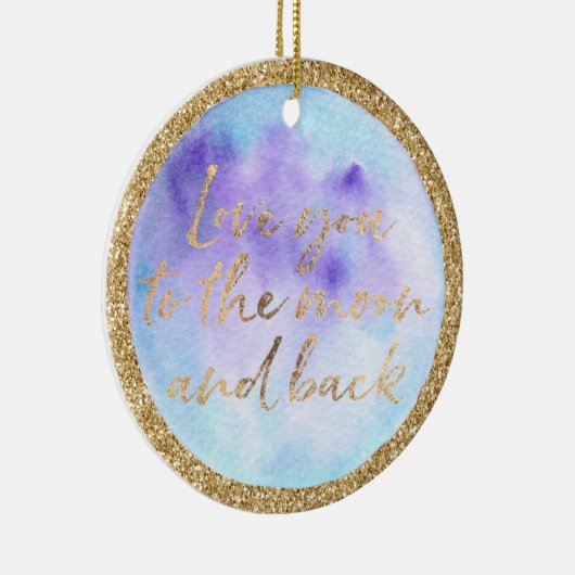 Zitat von Gold Glitzer Moon Liebe Keramik Ornament (Rechts)