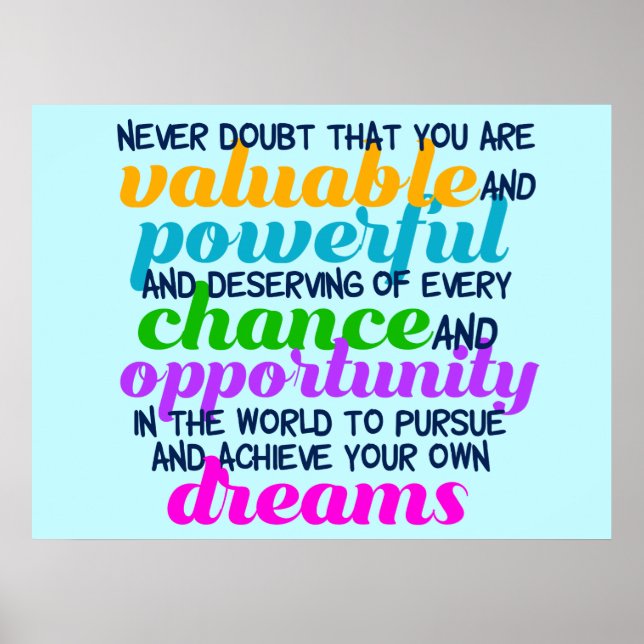 Zitat von Hillary Clinton Inspirational Dreams Poster (Vorne)
