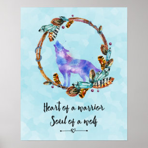 Zitat von Howling Watercolor Wolf Boho Style Poster
