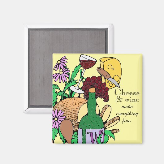 Zitat von Käse- und Weinliebhabern Magnet (Vorderseite/Rückseite)