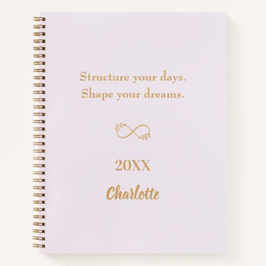 Zitat von Lavendel rosa Gold inspirierend Notizblock (Vorderseite)