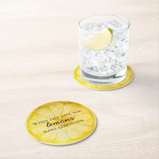 Zitat von Lemon Runder Pappuntersetzer (Vor Ort)