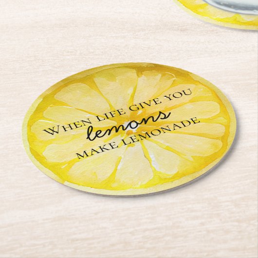 Zitat von Lemon Runder Pappuntersetzer (Angewinkelt)