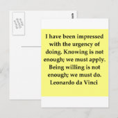 Zitat von Leonardo da Vinci Postkarte (Vorne/Hinten)