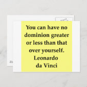 Zitat von Leonardo da Vinci Postkarte (Vorne/Hinten)